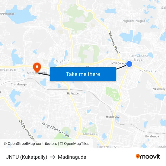 JNTU (Kukatpally) to Madinaguda map