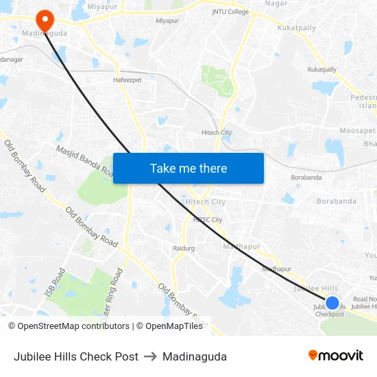 Jubilee Hills Check Post to Madinaguda map