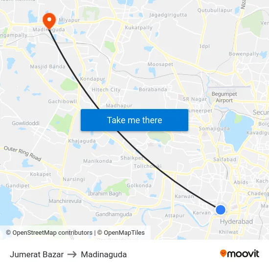 Jumerat Bazar to Madinaguda map