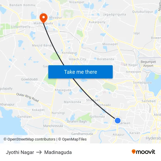 Jyothi Nagar to Madinaguda map