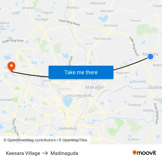 Keesara Village to Madinaguda map