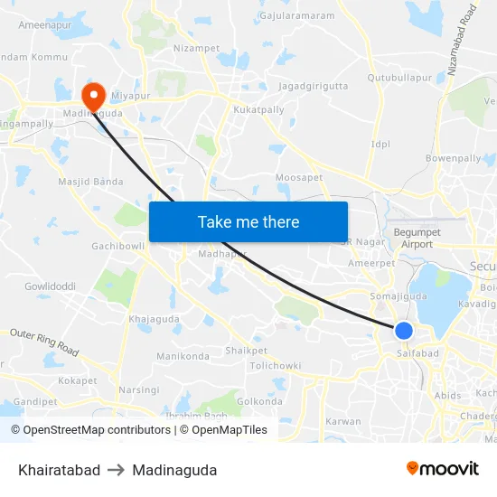 Khairatabad to Madinaguda map