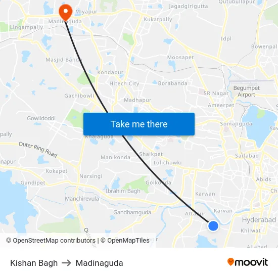 Kishan Bagh to Madinaguda map