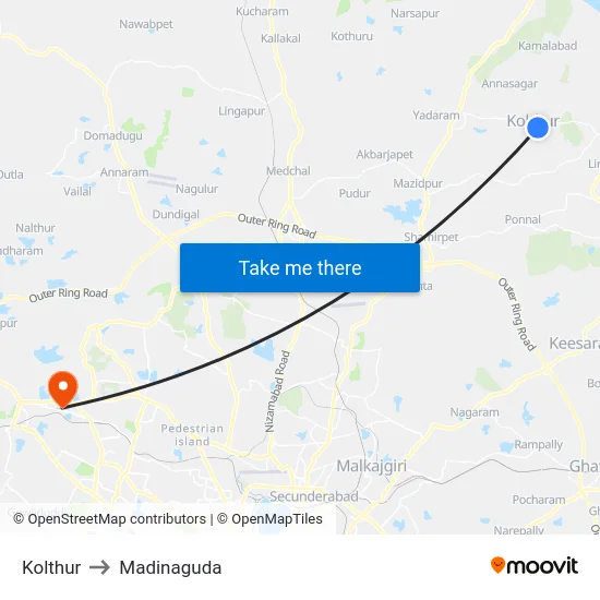 Kolthur to Madinaguda map
