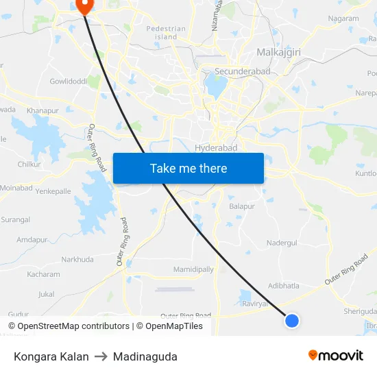 Kongara Kalan to Madinaguda map