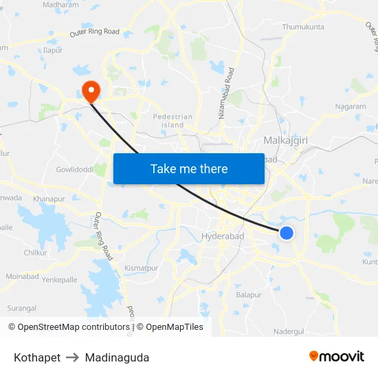 Kothapet to Madinaguda map