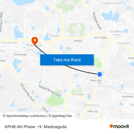 KPHB 4th Phase to Madinaguda map
