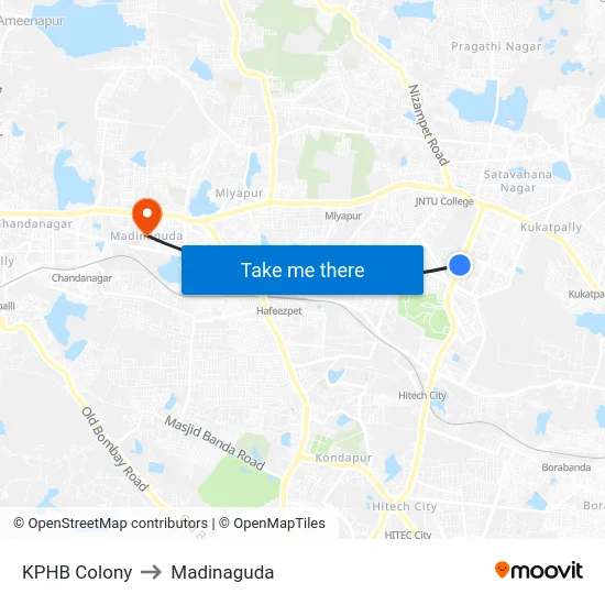 KPHB Colony to Madinaguda map