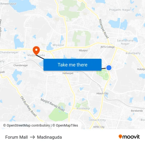 Forum Mall to Madinaguda map