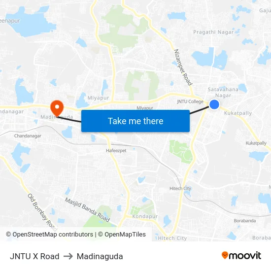 JNTU X Road to Madinaguda map