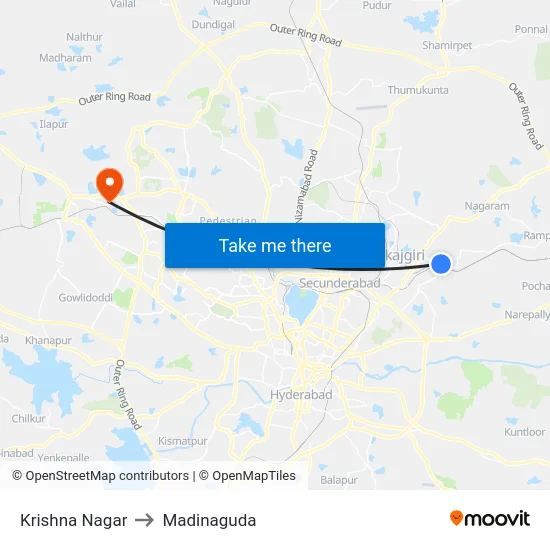 Krishna Nagar to Madinaguda map