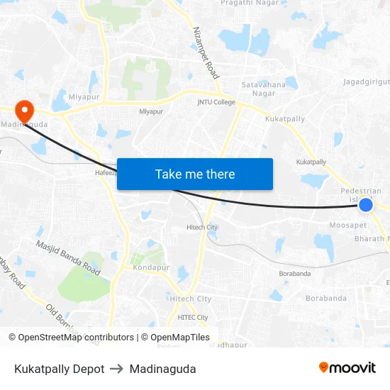 Kukatpally Depot to Madinaguda map