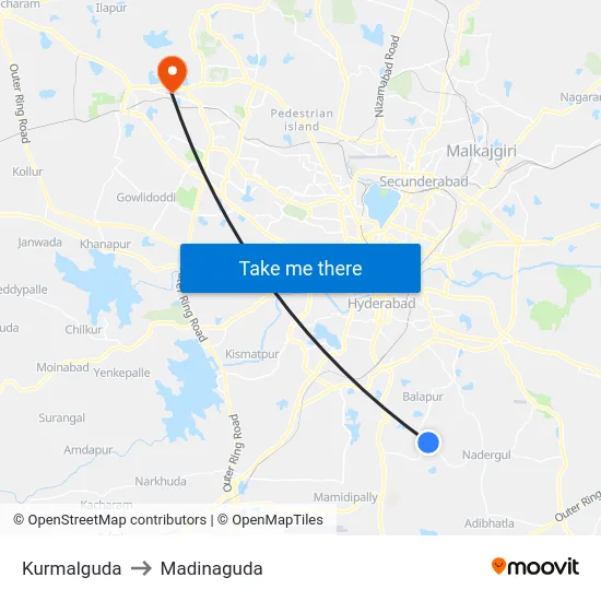 Kurmalguda to Madinaguda map