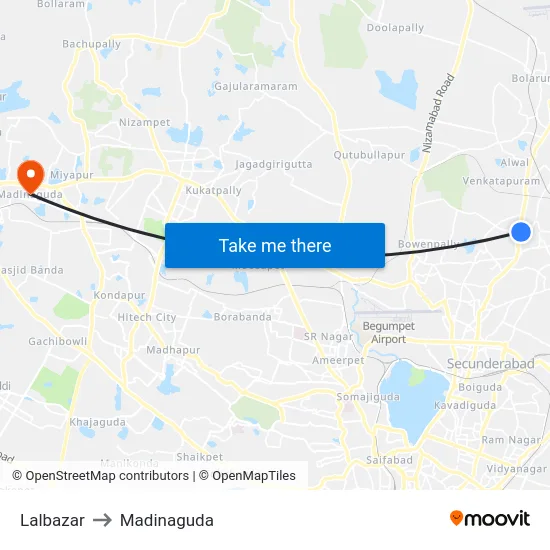 Lalbazar to Madinaguda map