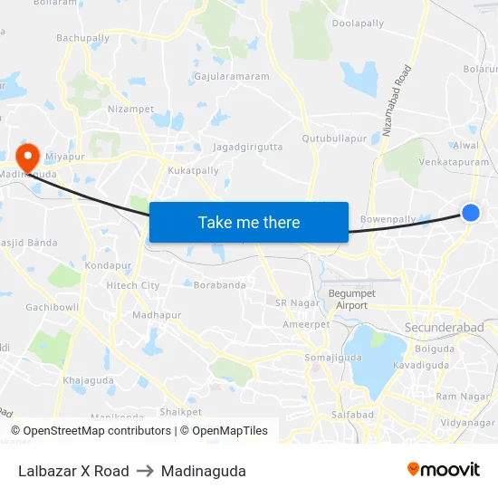 Lalbazar X Road to Madinaguda map
