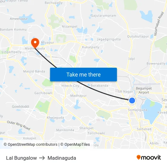Lal Bungalow to Madinaguda map