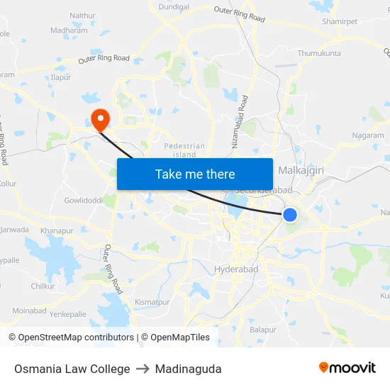 Osmania Law College to Madinaguda map