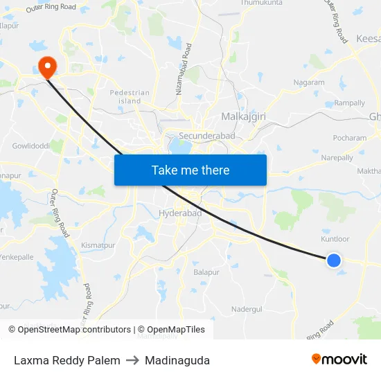 Laxma Reddy Palem to Madinaguda map