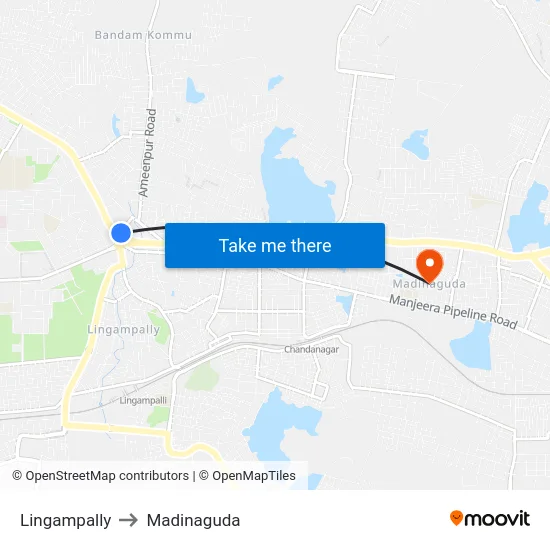 Lingampally to Madinaguda map