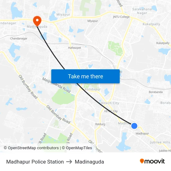 Madhapur Police Station to Madinaguda map