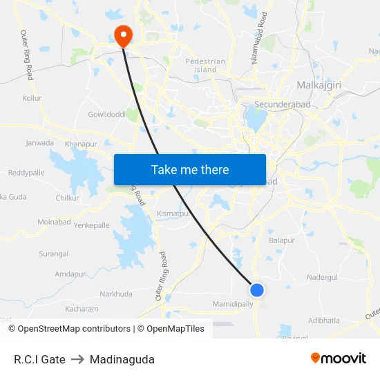 R.C.I Gate to Madinaguda map