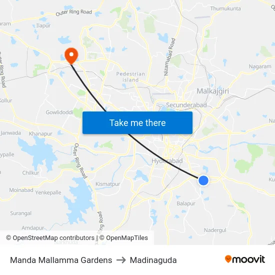 Manda Mallamma Gardens to Madinaguda map