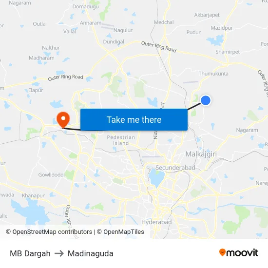 MB Dargah to Madinaguda map
