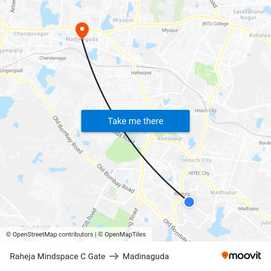 Raheja Mindspace C Gate to Madinaguda map