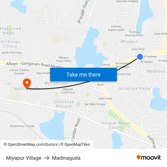 Miyapur Village to Madinaguda map