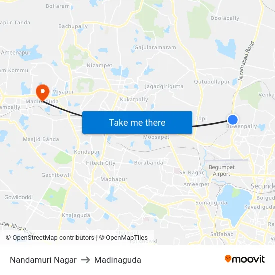 Nandamuri Nagar to Madinaguda map