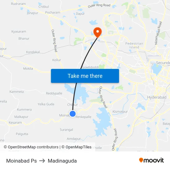 Moinabad Ps to Madinaguda map