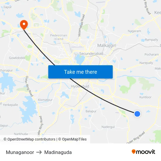 Munaganoor to Madinaguda map