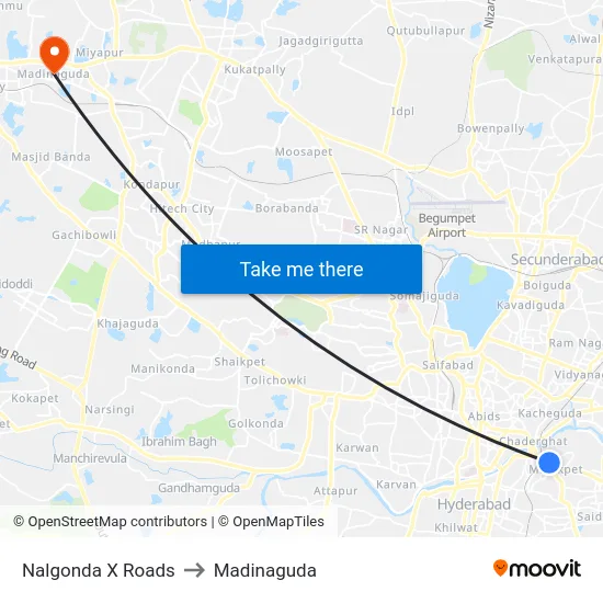Nalgonda X Roads to Madinaguda map