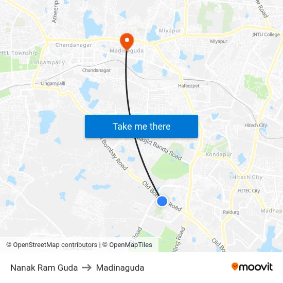 Nanak Ram Guda to Madinaguda map