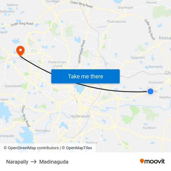 Narapally to Madinaguda map