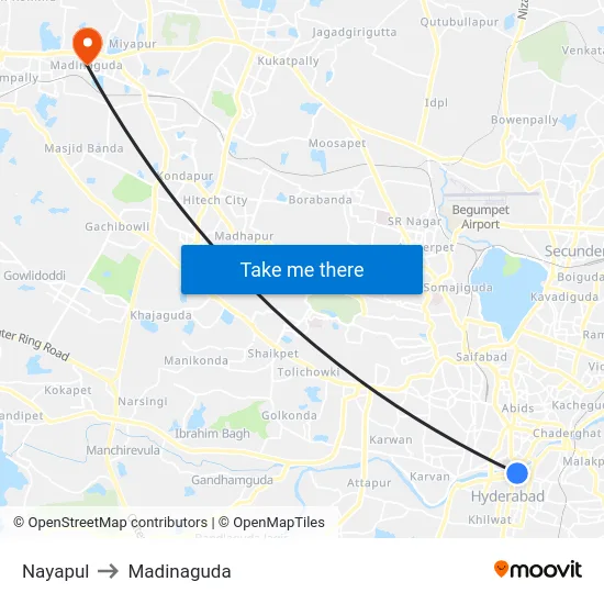 Nayapul to Madinaguda map