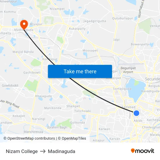 Nizam College to Madinaguda map