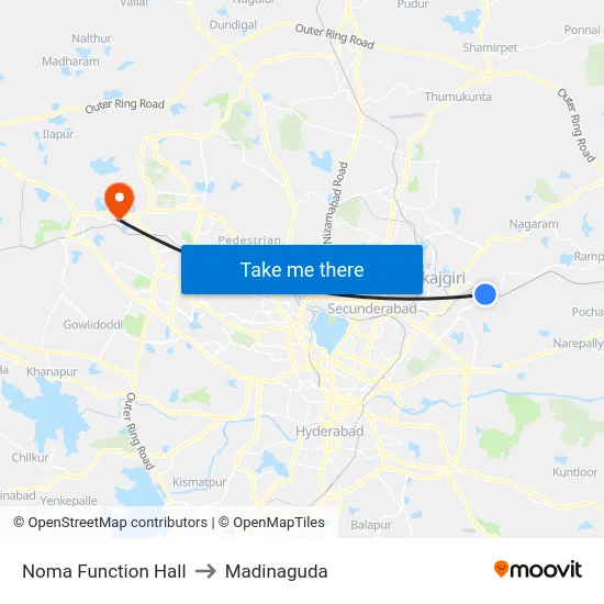 Noma Function Hall to Madinaguda map
