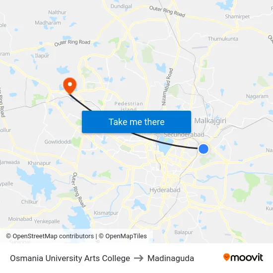 Osmania University Arts College to Madinaguda map