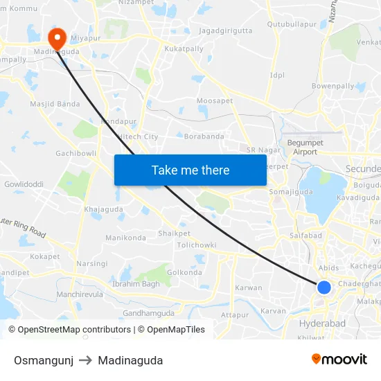Osmangunj to Madinaguda map
