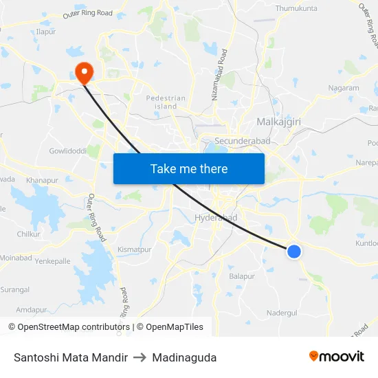 Santoshi Mata Mandir to Madinaguda map