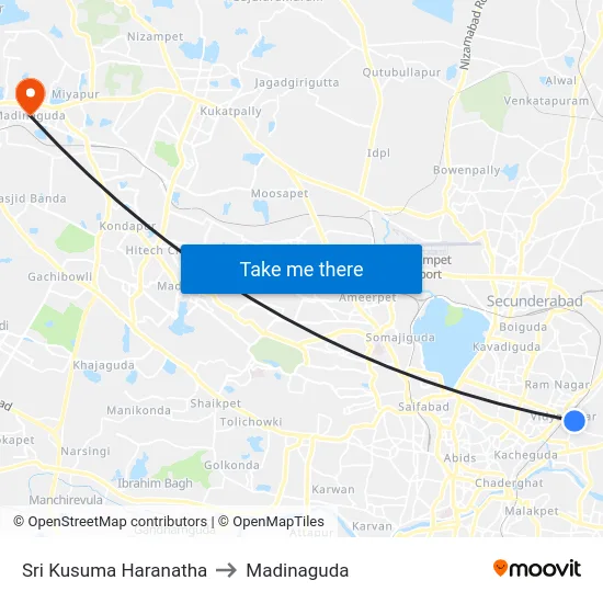 Sri Kusuma Haranatha to Madinaguda map