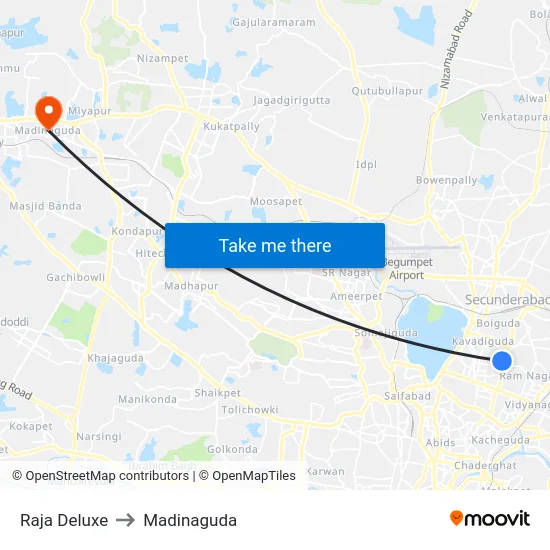 Raja Deluxe to Madinaguda map