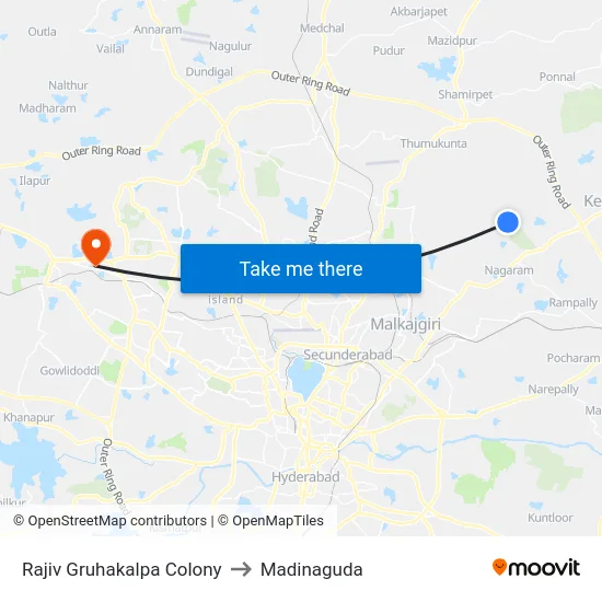 Rajiv Gruhakalpa Colony to Madinaguda map