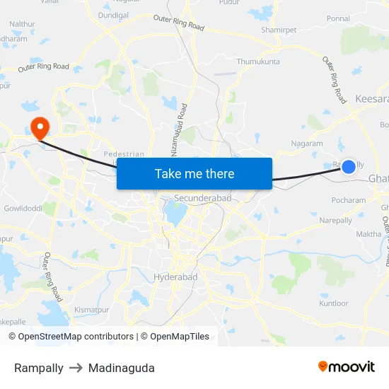 Rampally to Madinaguda map