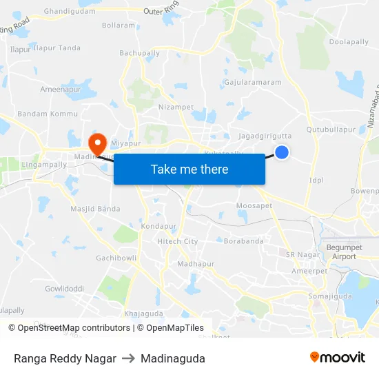 Ranga Reddy Nagar to Madinaguda map
