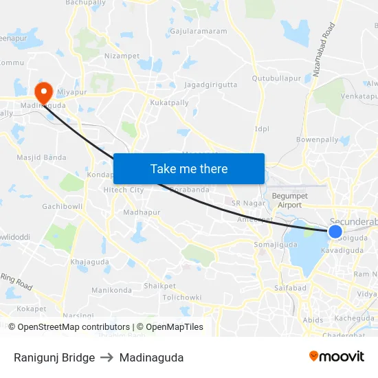 Ranigunj Bridge to Madinaguda map