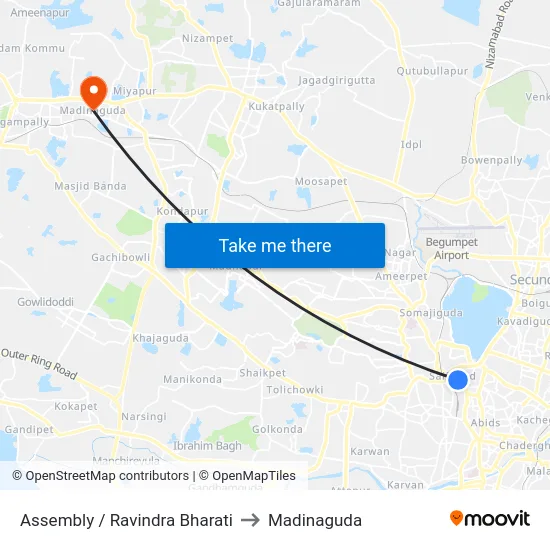 Assembly / Ravindra Bharati to Madinaguda map