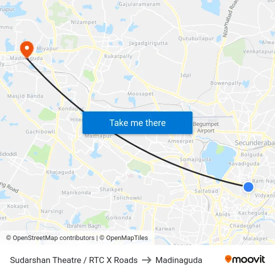 Sudarshan Theatre / RTC X Roads to Madinaguda map