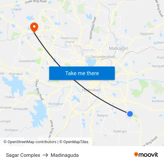 Sagar Complex to Madinaguda map